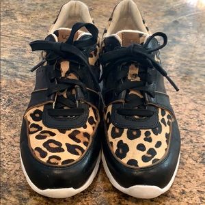 UGG leather & leopard pony hair sneakers